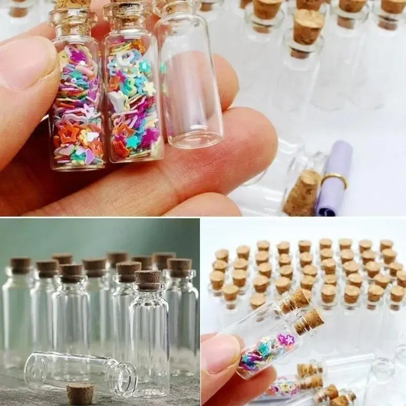5/10Pc Creative Design Mini Clear Crystal Jars Lovely Cork Stoppers Glass Bottles Suitable Candles Essential Oils Decor DIYCraft Qme