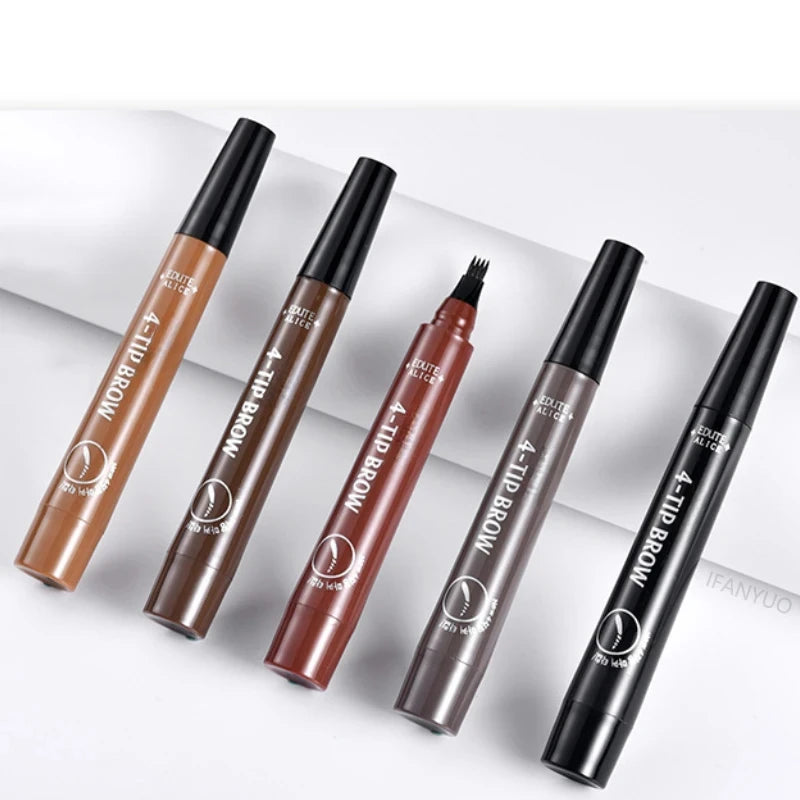 4 Fork Tip Eyebrow Tattoo Pencil 5 Colors Eyebrow Waterproof Pen Long Lasting Natural Dark Brown Liquid Eye Brow Pencil Makeup Qme
