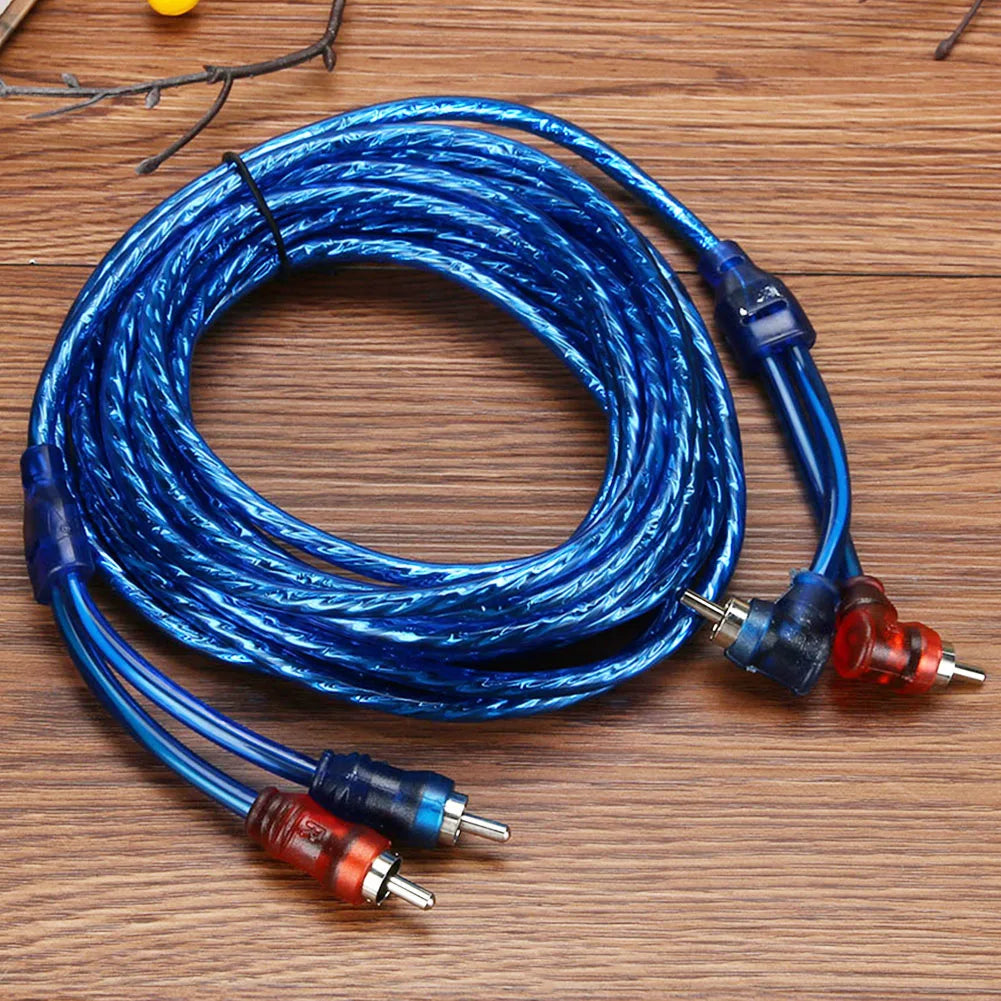 Car Audio System Amplifier Copper Cable Audio Cord 5 Meter 2 RCA to 2 RCA Plug Audio Power Amplifier Cable Qme Default Title