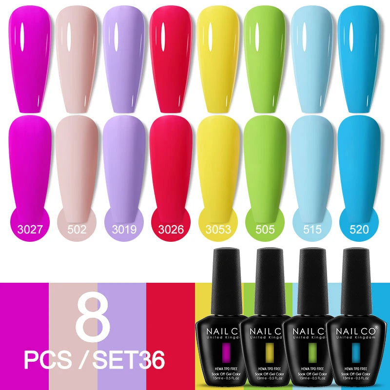 NAILCO Sparkly Rose Red Purple Gel Nail Polish Art Vernis Nails Qme NC-ZB-8H-ZH36