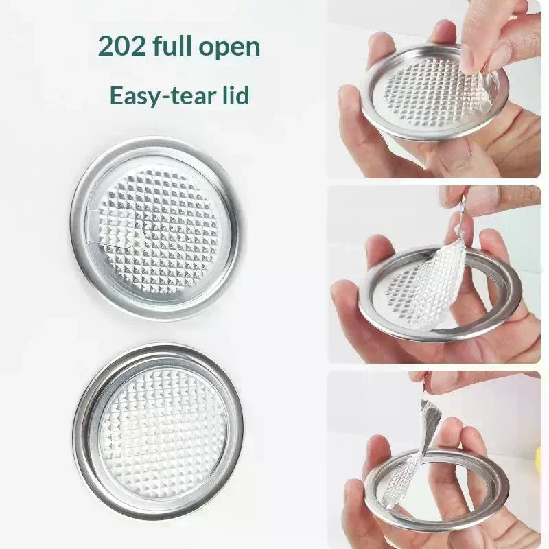 50pcs 200#50MM 202#52MM Aluminum Pull Ring Lid Foil Top Lid Soda Drink Beer Cola Lids Food Can Cover Easy Open Tear Packaging Qme