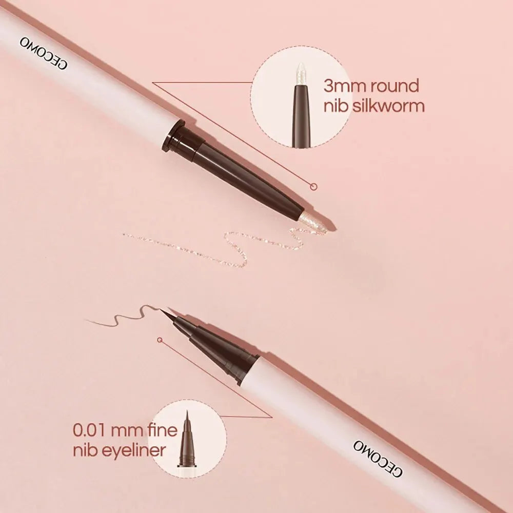 GECOMO Double-ended Lying Silkworm Pencil Eyeliner Shimmer Eyeshadow Qme
