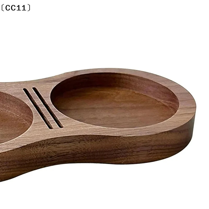 Walnut Wood Coffee Tamper Station Professional Non-slip Bottom Qme