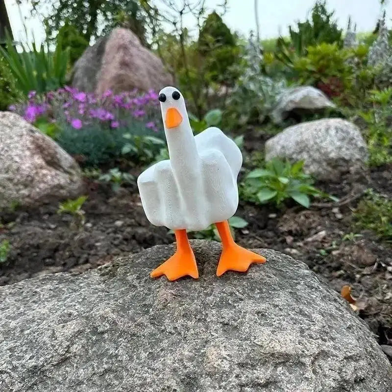 Funny Creative Duck Middle Finger Animal Gift Resin Craft Home Decoration Statue Garden Courtyard and Micro Landscape Figurines Qme