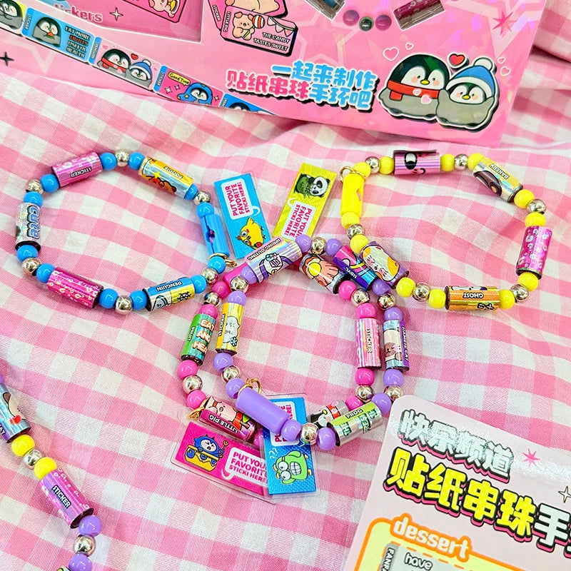 Kawaii Sticker Bead Bracelets for Creative Scrapbooking, Collage, Craft, Office, Phone Cases, Planner & Gifts Qme