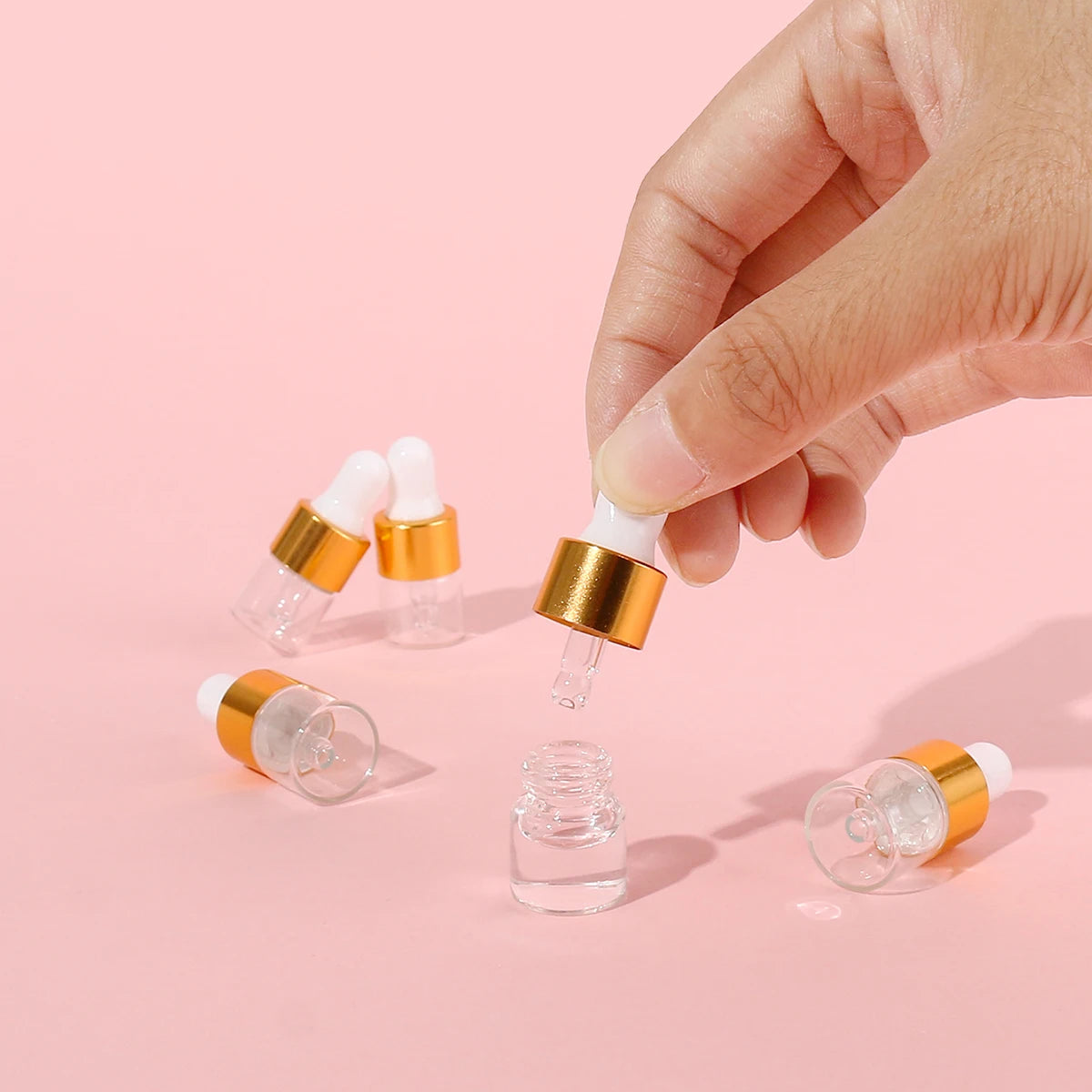 50pcs 1ml Clear Mini Glass Dropper Bottles Small with Glass Eye Dropper for Essential Oils Sample Traveling Qme