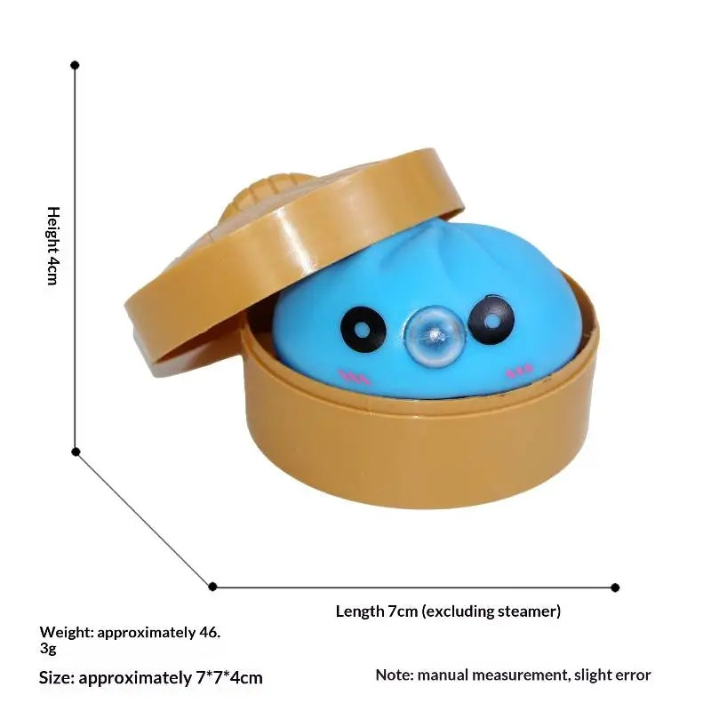 Cute Bubble-blowing Squeeze Bun Steamer Basket Toy Squishy Dumpling Qme Blue