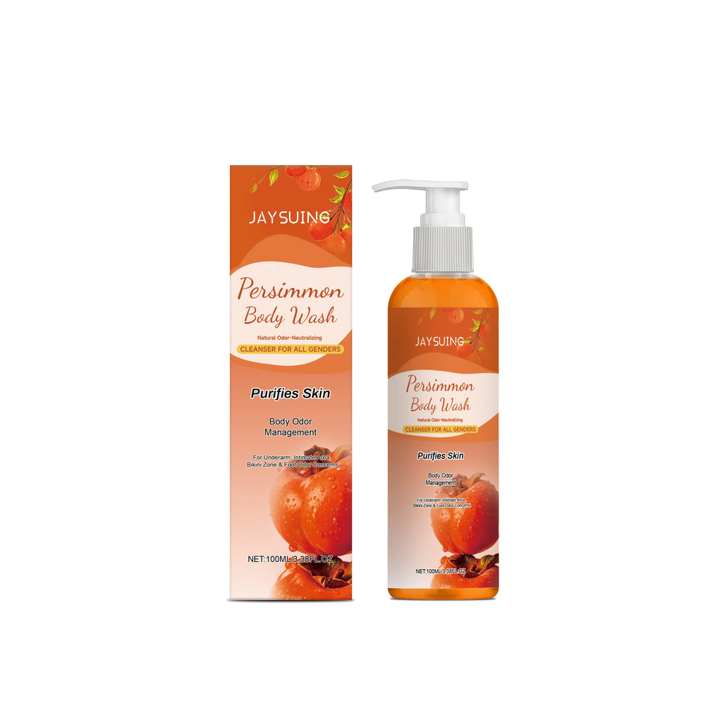 Jaysuing Persimmon Body Wash Odor Removal Refreshing Oil Control Exfoliating Body Cleaning Smooth Skin Purification Shower Gel Qme 100ml Boxed Moisturizing