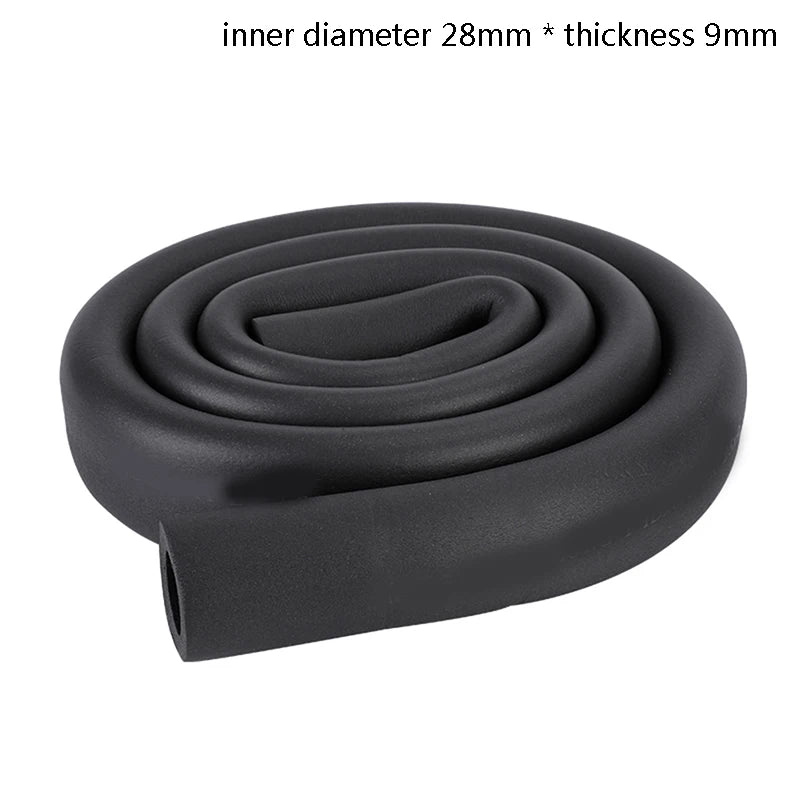 1.8M Sponge Rubber Pipe Black Waterproof Pipeline Holder Thermal Insulation Tubular Protective Sleeve For Air Conditioning Qme ID28MMxthickness9MM