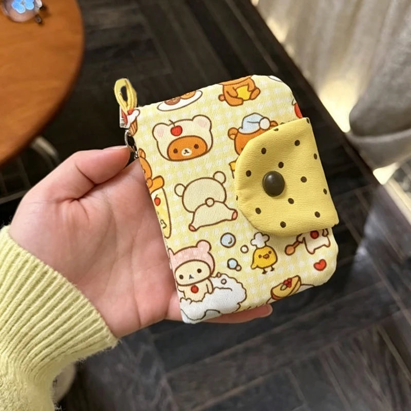 Student Key Bag Retro Cute Ins Little Fresh Cartoon Bear Coin Purse Qme