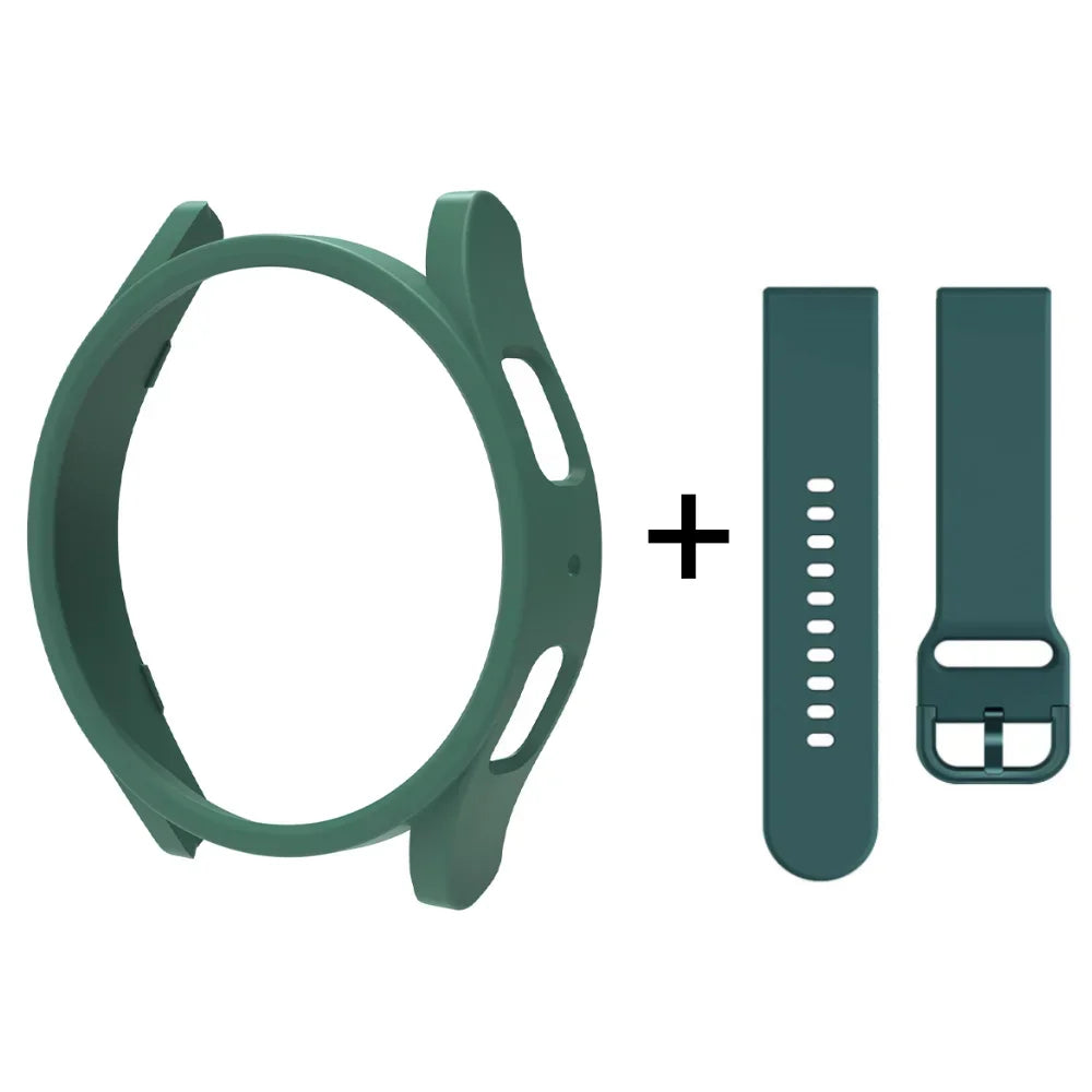 Strap+Case for Samsung Galaxy Watch 6/5/4 40mm 44mm PC Hollow Bumper for Galaxy Watch 4/6 Classic 42mm 46mm 43mm 47mm Band+Cover Qme