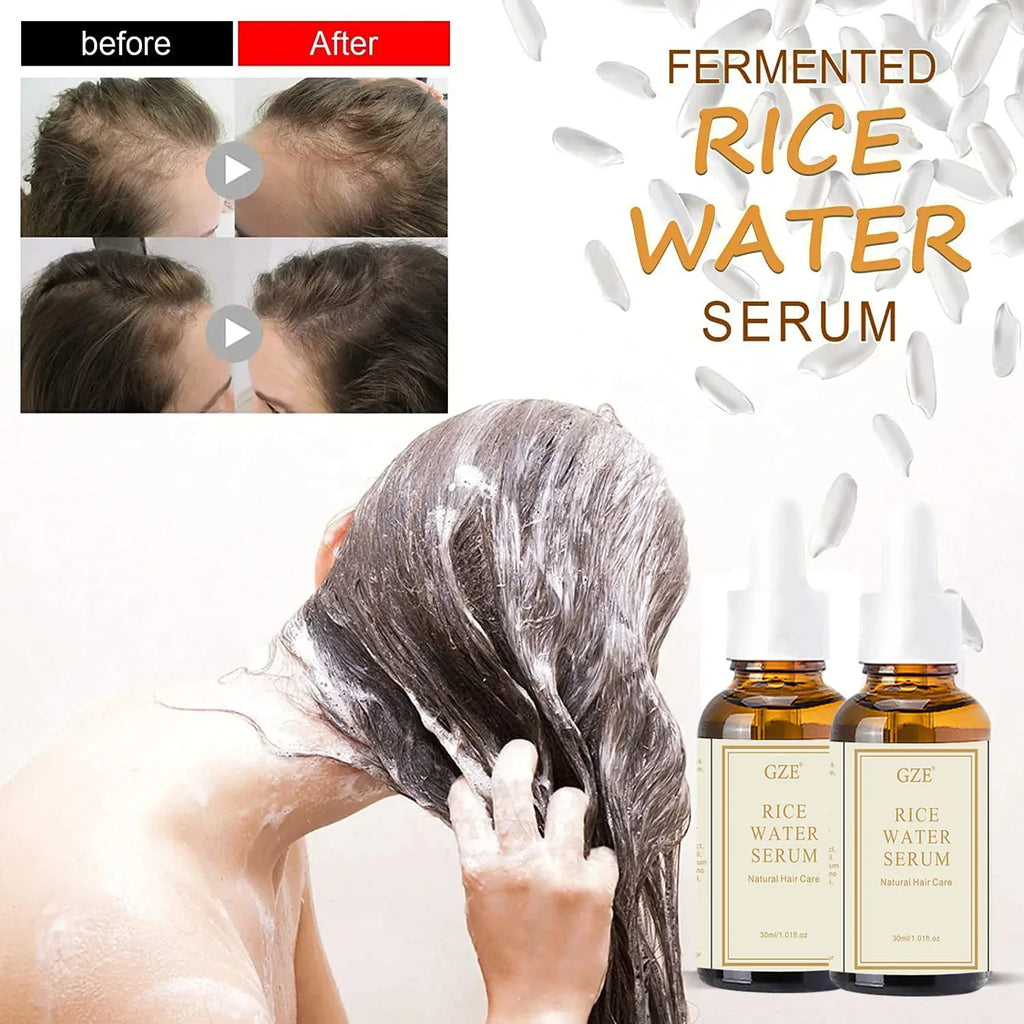 GZE Organic Rice Water Serum For Hair Gr th, Skincare, Rice Water Essential Oil Revitalize and Strengthen Hair for Men and Women Qme