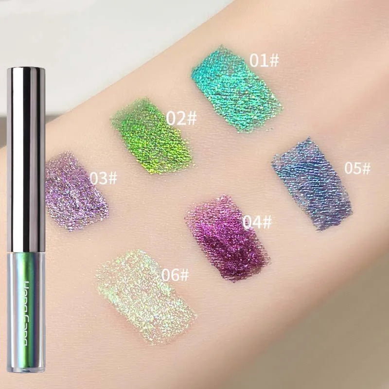 Flash Liquid Eyeliner Durable Shiny Waterproof Colored Liquid Eyeliner Eyeshadow Metallic Pearlescent Chameleon Eyeliner Makeup Qme
