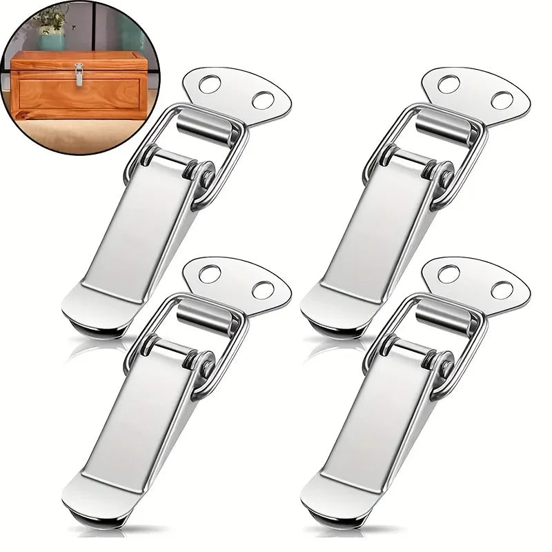 4-Piece Durable Spring Rod Latch Clip - Stylish Modern Toggle Catch Lock for Toolbox Catch Leather Box Lock, Safety Lock Qme
