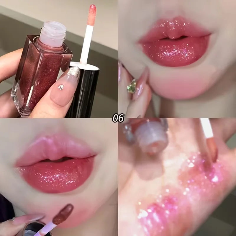 Shiny Glitter Lip Gloss Mirror Water Light Glaze Long Lasting Qme 06