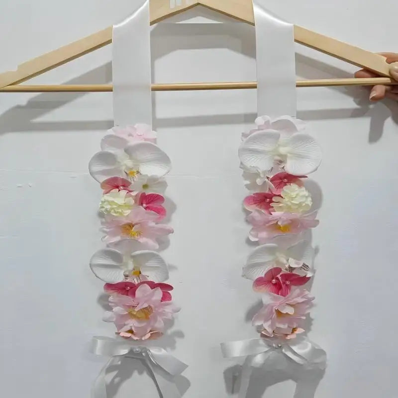 Handmade Satin Flower Shawl Student Graduation Sash, Artificial Flowers Graduation Bouquet Graduation Gift For Wedding Birthday Qme A3