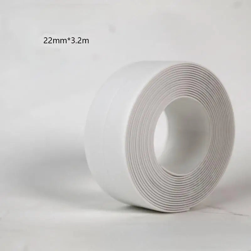 A Roll Of Three Meters Two Pvc Waterproof And Anti-Mildew Seam Adhesive, Suitable For Kitchen, Bathroom, Toilet, Corner Gap Qme 1PC white