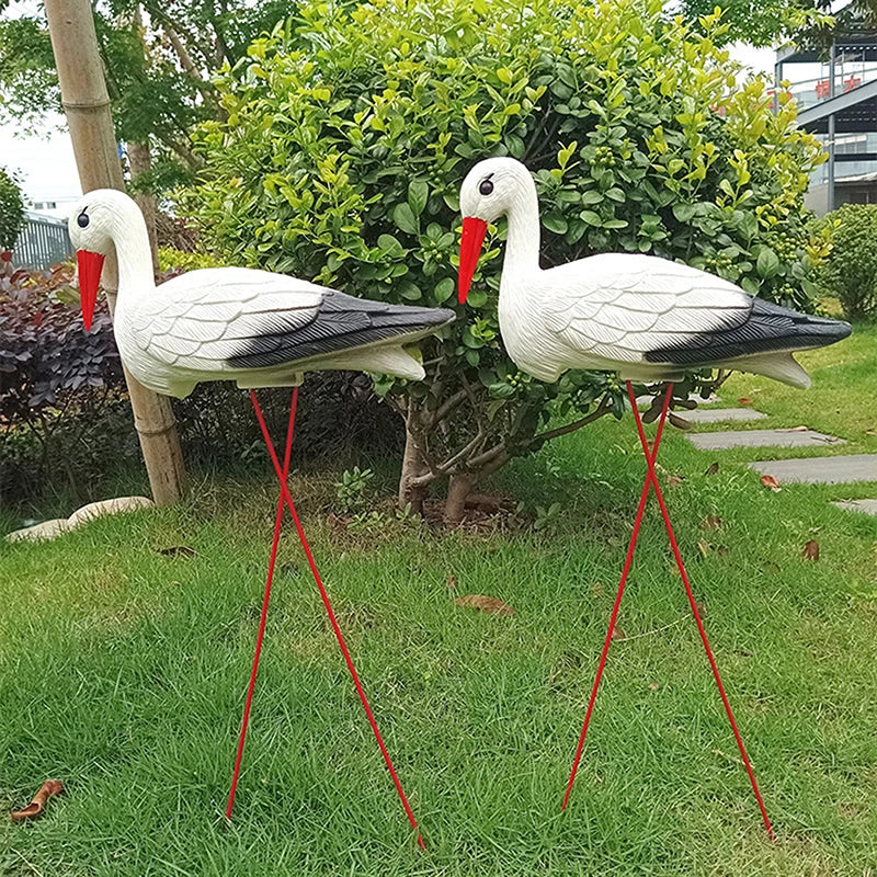 Outdoor Garden Decoration Creative Lifelike Animal Model White Crane Qme