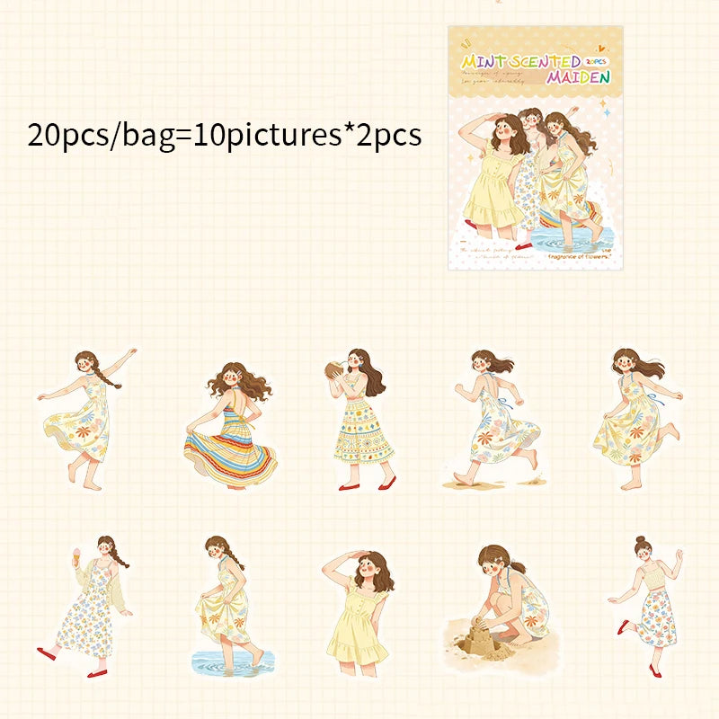 Fresh Summer Girly Sticker Pack, No-cut Decor for Phone Cases, Journals & Water Bottles, Aesthetic Stationery for Students Qme C