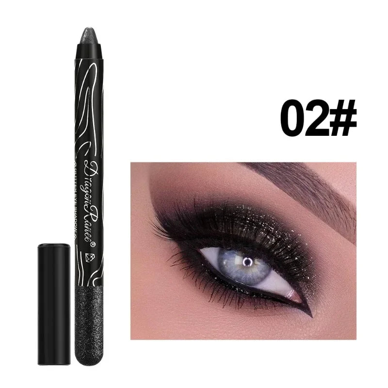 Waterproof Pearlescent Eyeshadow Eyeliner Pencil Lasting Glitter Matte Nude Eye Shadow Makeup Pigment Silkworm Eyeshadow Pen Qme 02