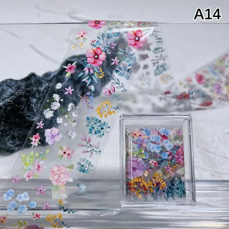 Flower Nail Transfer Foil Rose Floral Art Sticker Paper DIY Manicure Qme A14