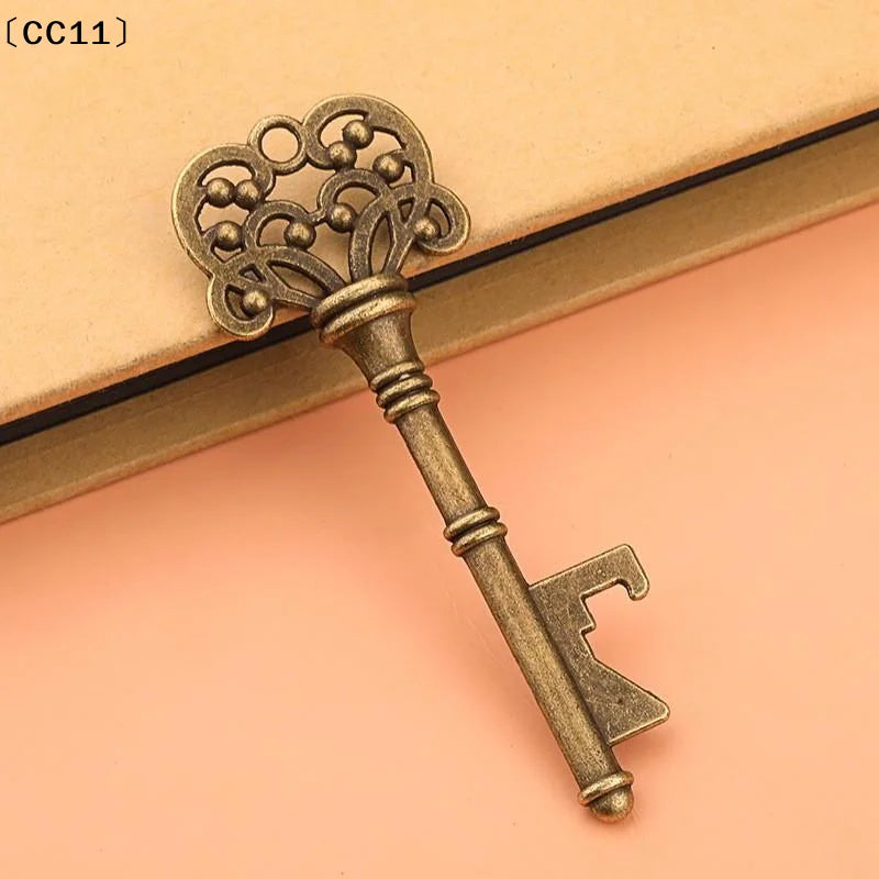 Creative Portable Vintage Key Shaped Alloy Keychain Beer Bottle Qme
