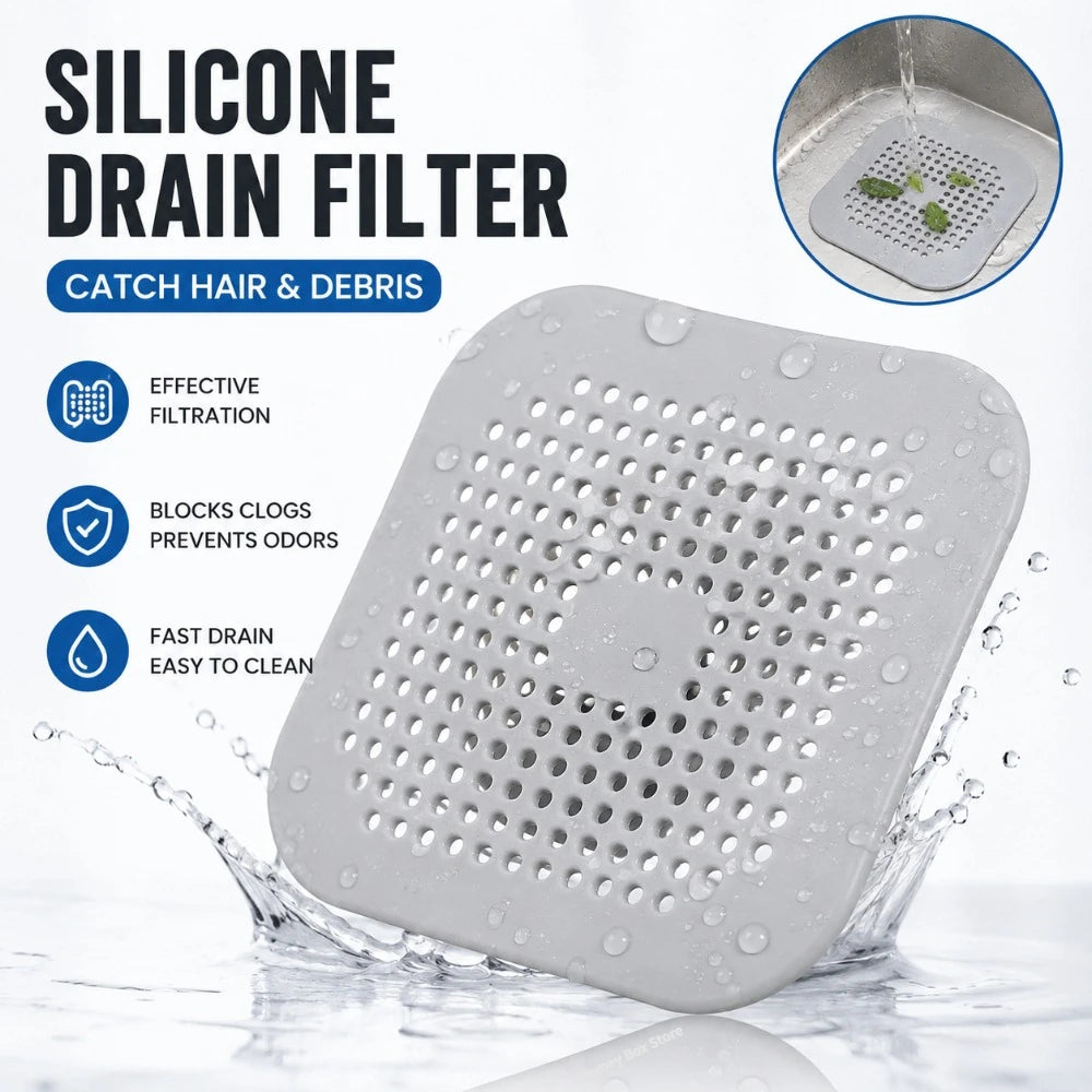 Household Silicone Floor Drain Filter Hair Catcher Plug Stopper Fit Kitchen Sink Bathtub and Shower Sewer Drain Protection Qme
