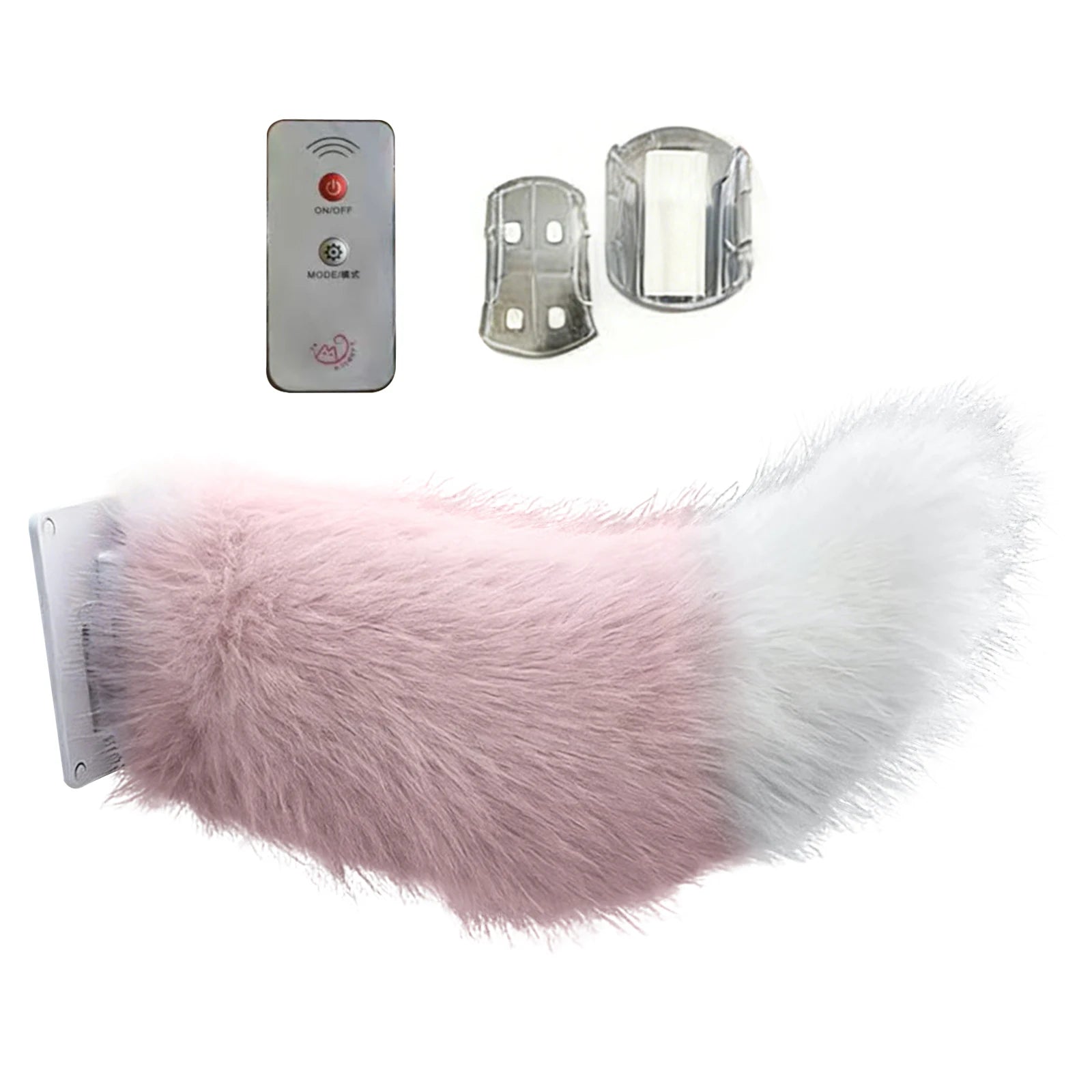 Car Electric Remote Control Tail Moving Shake Wagging Plush Tail Ornament For Auto Motorcycle Decorate Accessories ﻿ Qme Pink White