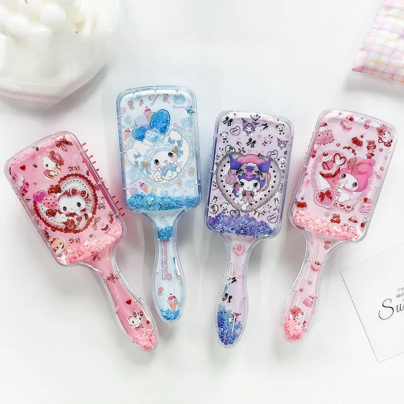 Hello Kitty Kuromi Glitter Cushion Comb Shake-Shake Air-Cushion Comb Cute Hair-Smoothing Comb Qme