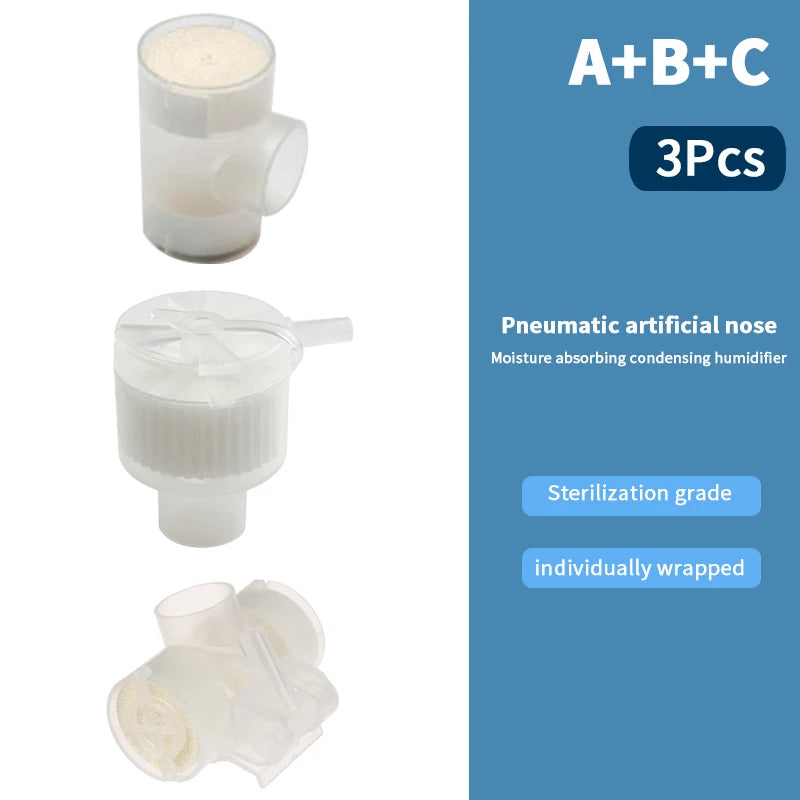 1 2 3 Medical Disposable Artificial Nose Heat Moisture Exchangers Qme 3Pcs A B C