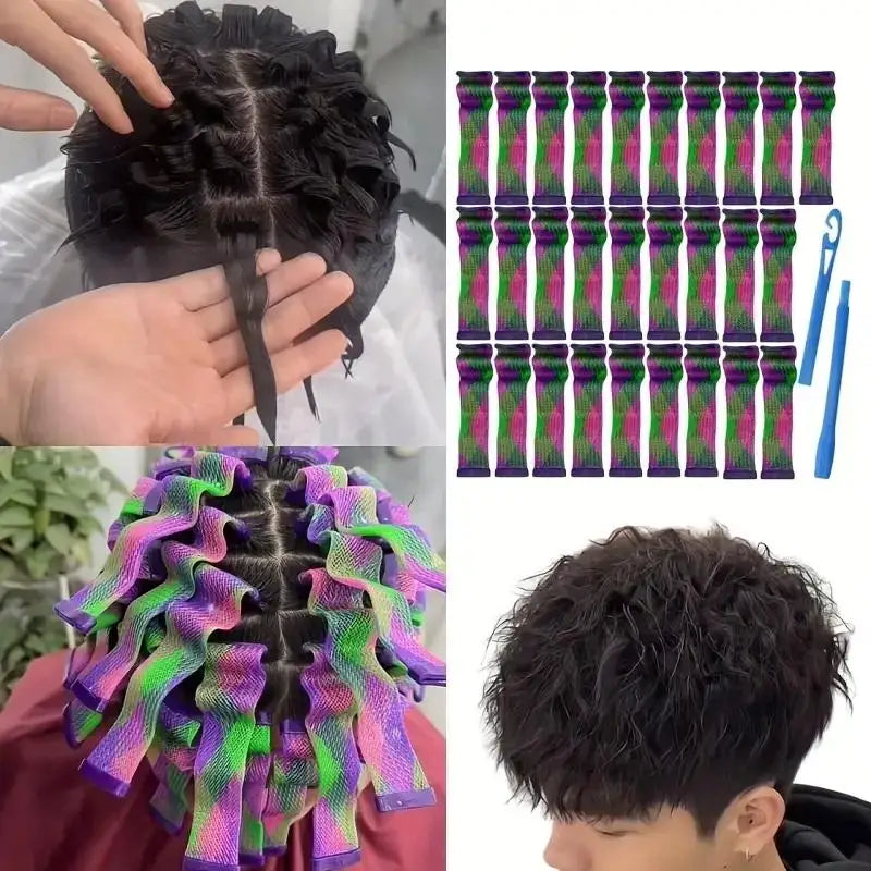 18 Magic Heatless Water Wave Hair Curler Texture Automatic Rolling Qme