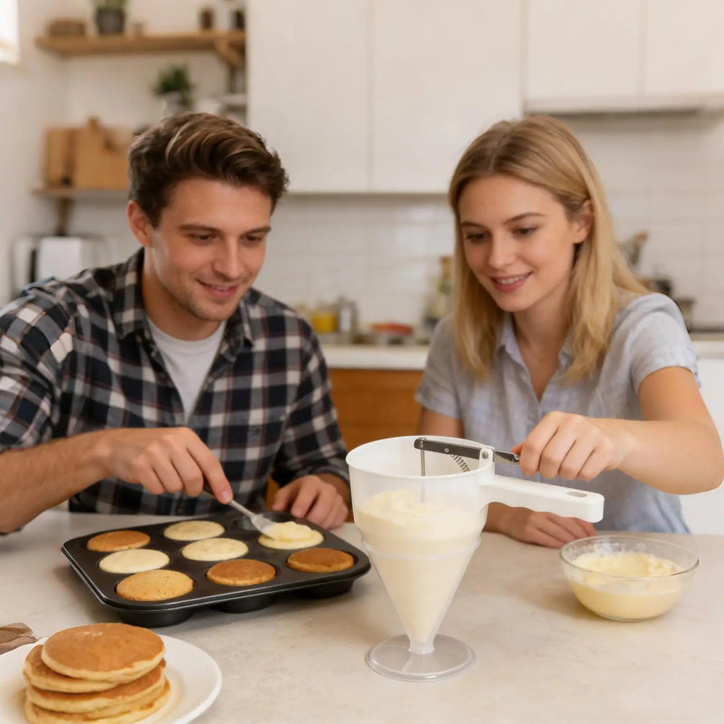 Waffle Batter Dispenser 1200ml Funnel Pourer Tool With Base Pancake Mix Dispenser For Home Kitchen Breakfast Dessert Cookie Qme