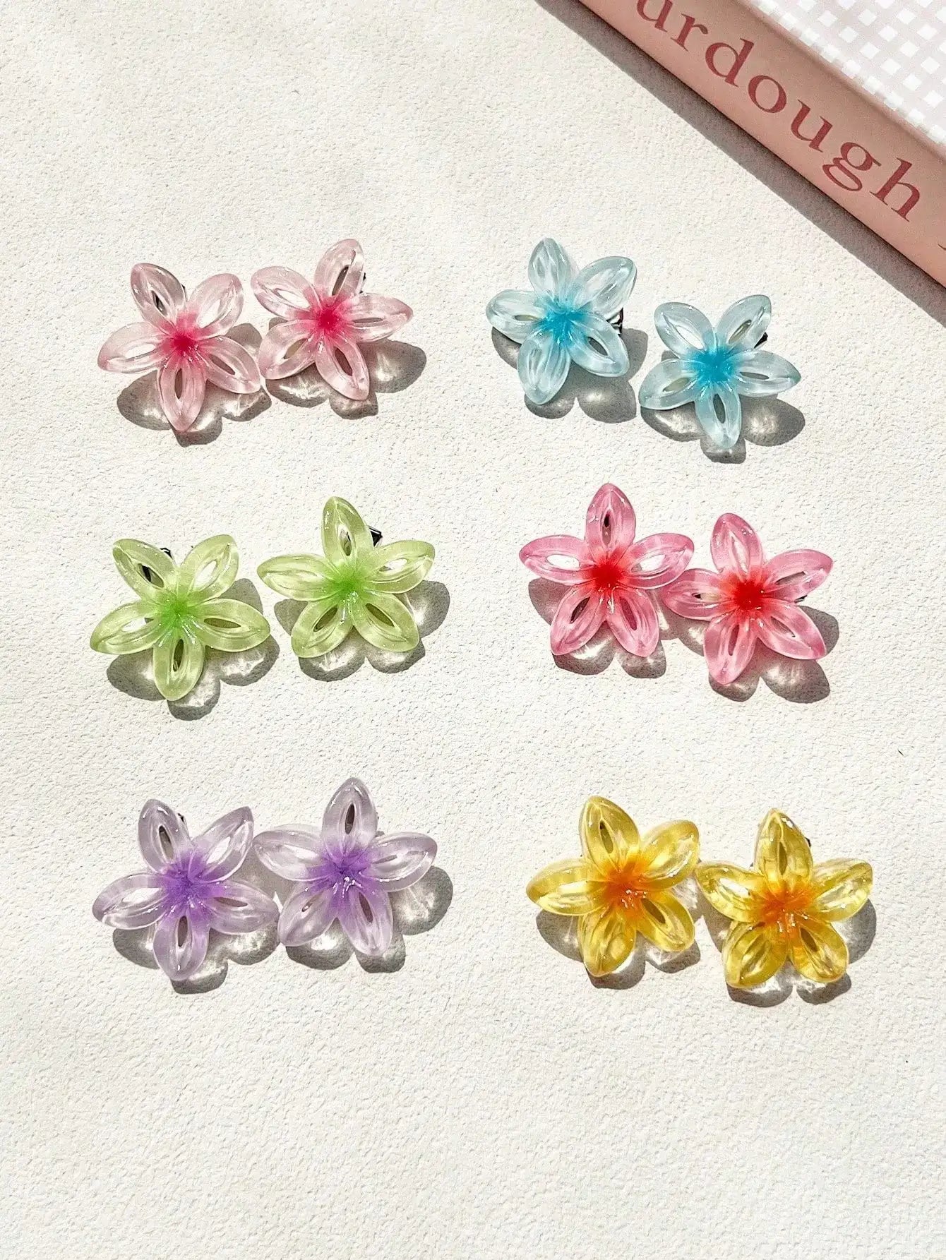 Women's Fashion Chrysanthemum Hair Clip Cherry Blossom Sweet Flower Qme 12pcs egg flower