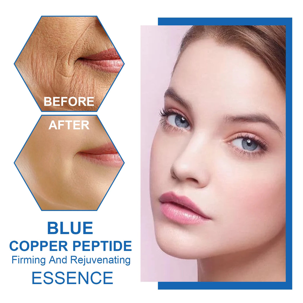 Blue Copper Peptide Firming Essence Skin Tightening Rejuvenating Hydrating Firming Face Serum Improves Texture Fast Absorbing Qme