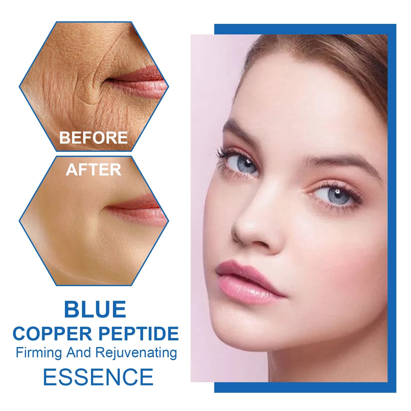 Blue Copper Peptide Firming Essence Skin Tightening Rejuvenating Hydrating Firming Face Serum Improves Texture Fast Absorbing Qme