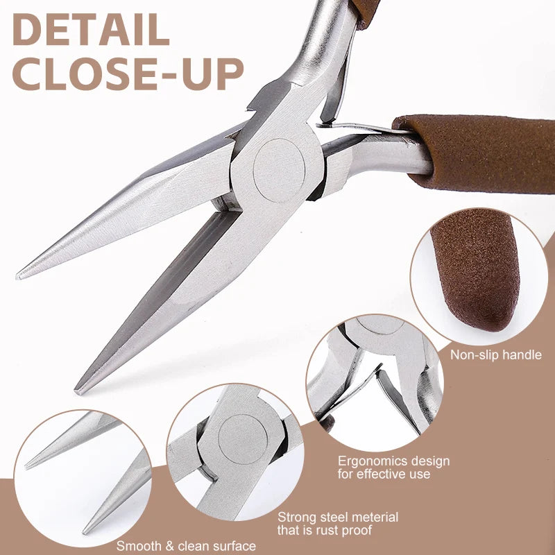 Professional Jewelry Making Tools Jewelry Pliers Needle Nose Pliers Round Wire Cutters for Supplies Wrapping DIY Crafts Beading Qme