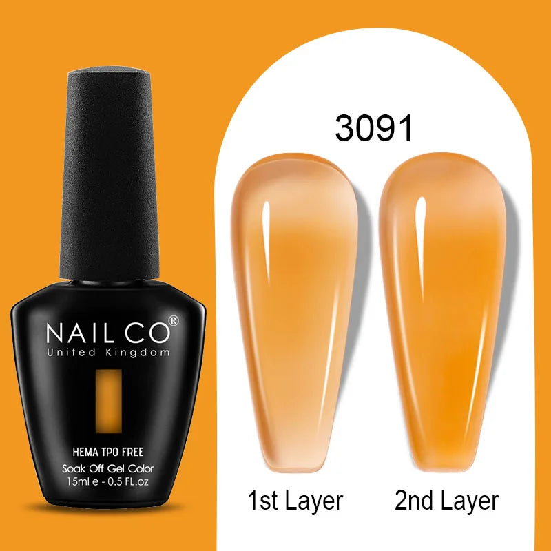 Nailco Jelly Gel Nail Polish Transparent Varnishes 44 Colors Red Pink