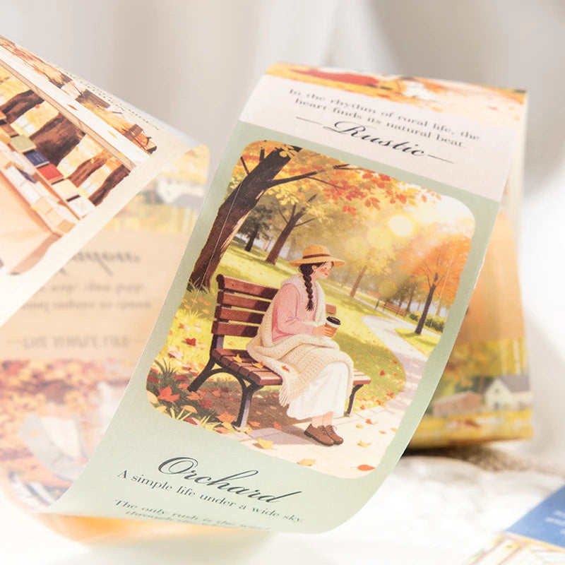 3 Rolls Four Seasons Scenery & Figure Washi Tape, Art Journal Background Supplies, Versatile High-Value Stationery, Qme