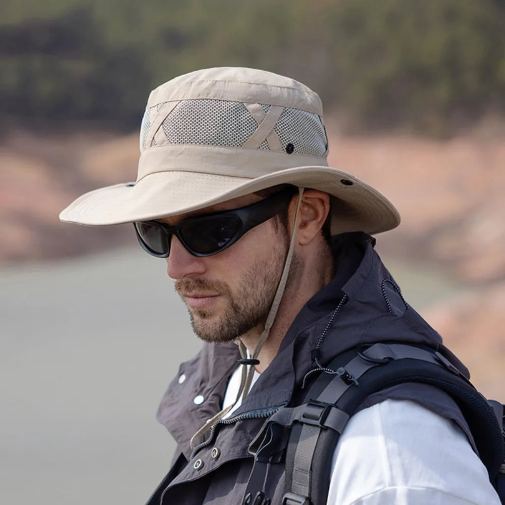 Creative Nylon Mesh Fisherman's Hat Quick-dry Waterproof Portable Hiking Cap Sunscreen Soft Folding Bucket Hat Man Woman Qme