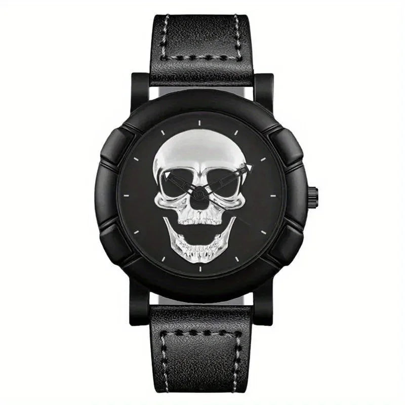 Fashion Mens 3D Skull Casual Quartz Wristwatch, Sports Watch Qme