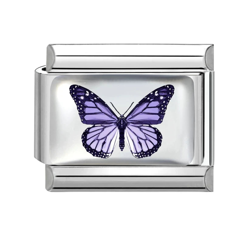 Fashion African Daisy Iris Peony Rose Flower Butterfly Italian Charm Fit 9MM Stainless Steel Bracelet Women Men DIY Jewelry Gift Qme Style 13