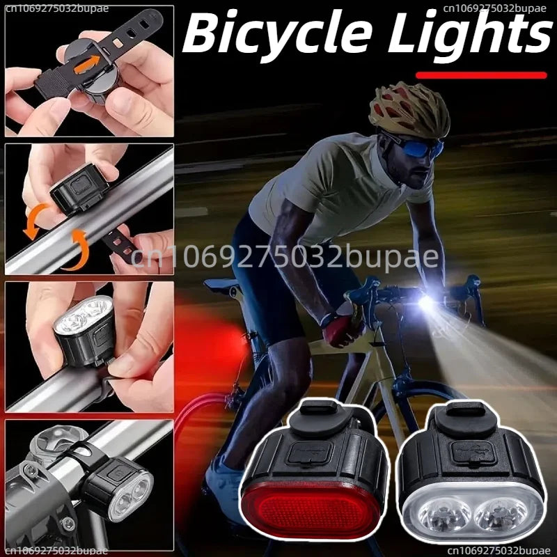 Bicycle Lights LED Bike Lamp USB Rechargeable Bicycle Front and Rear Light Front Lamp Taillight Cycling Lantern Bike Flashlight Qme