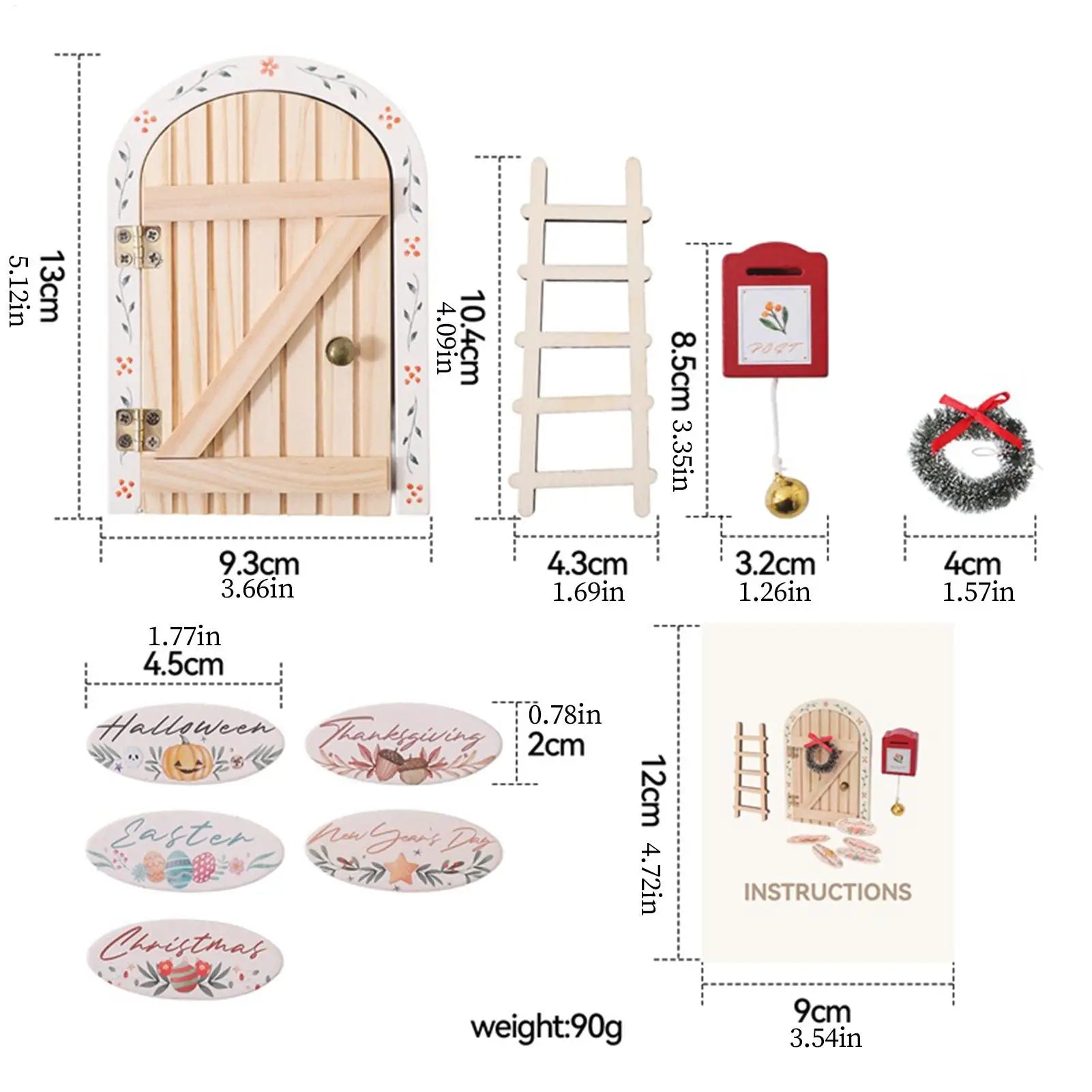 Fairy Doors Christmas Wooden Craft Supplies Small Garden Ornament Qme