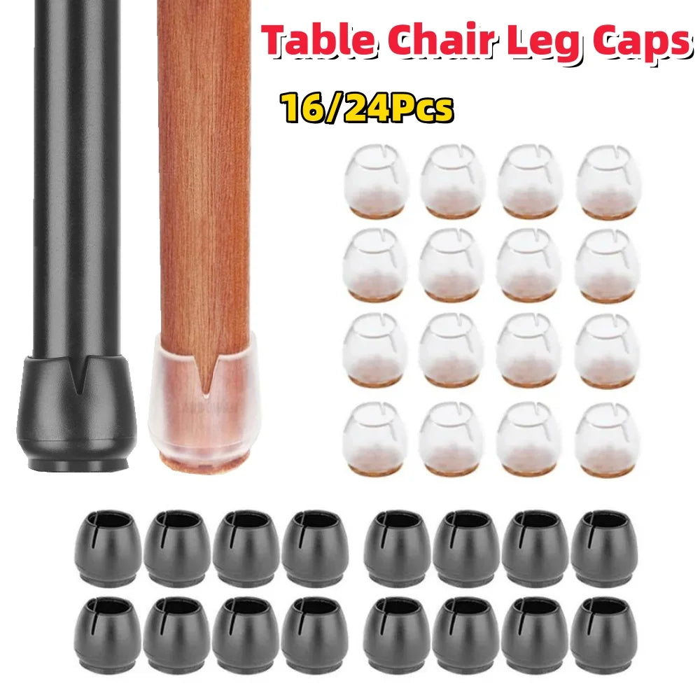 24Pcs Silicone Table Chair Leg Caps Furniture Feet Pads Floor Protector Non-Slip Sofa Table Feet Cap Household Accessories Qme
