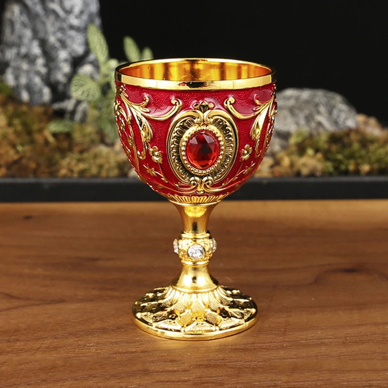 1pc Timeless Embossed Metal Chalice Goblet Vintage Wine Champagne Liqueur Cup Perfect For Bars Restaurants Home Decor Qme A2