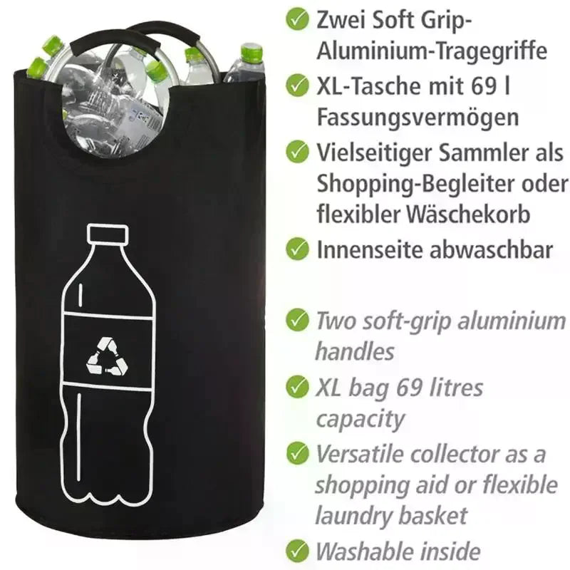 82L Empty Bottle Storage Basket Folding Kitchen Wastewater Bottle Collector Bag With Aluminum Handle Large Capacity Bin Qme
