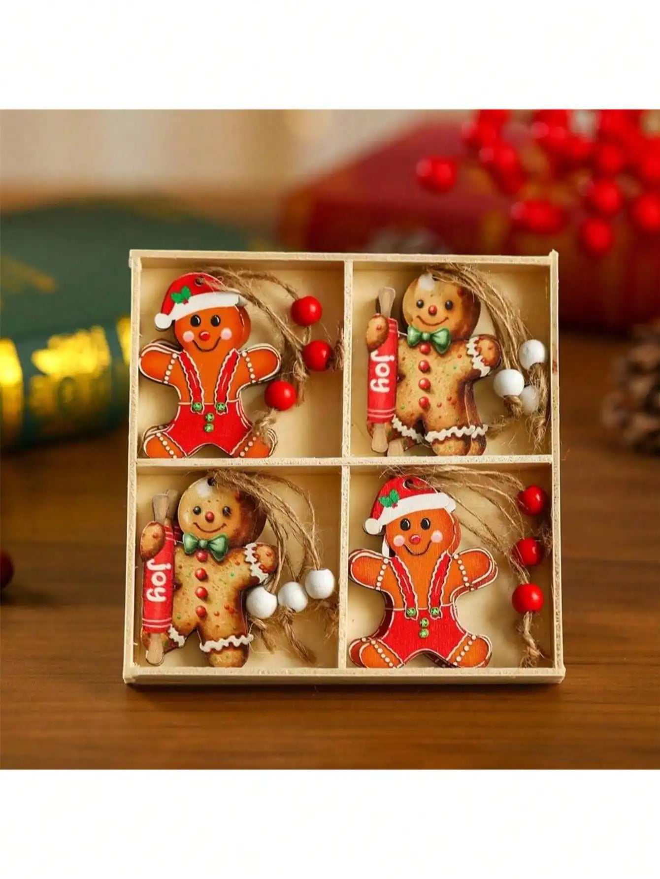 Faceless Old Man Christmas Wooden Pendant Box Tree Small Qme Green Elf