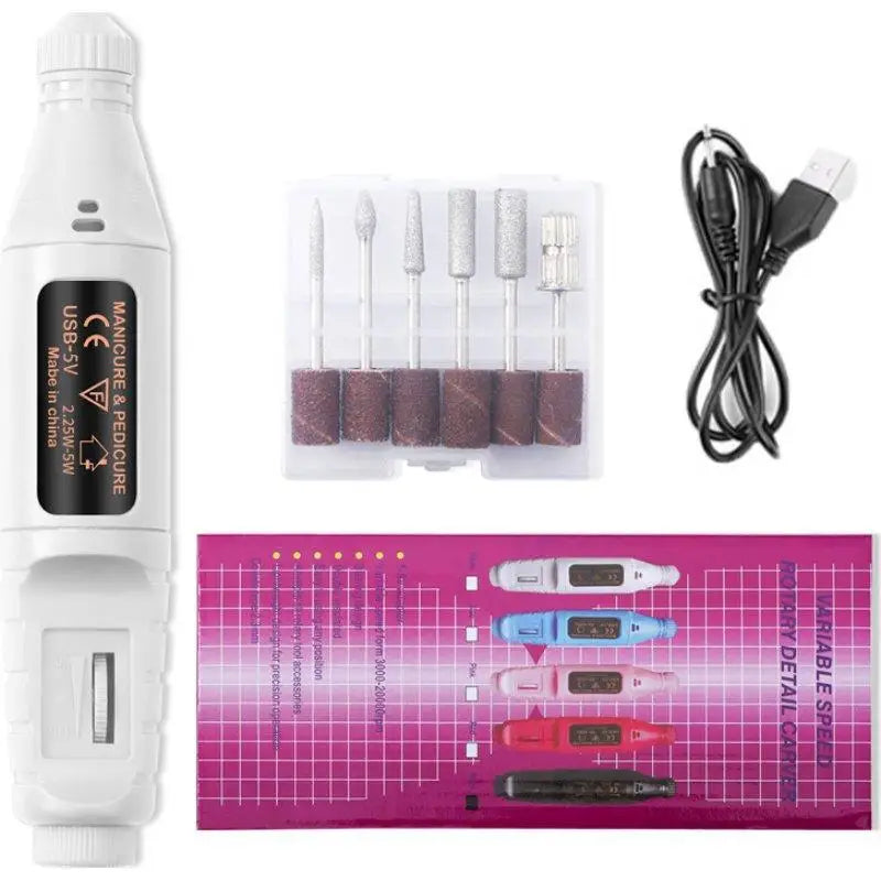 Nail Drill Electric File Acrylic Nails Remove Gel Rechargeable Qme D