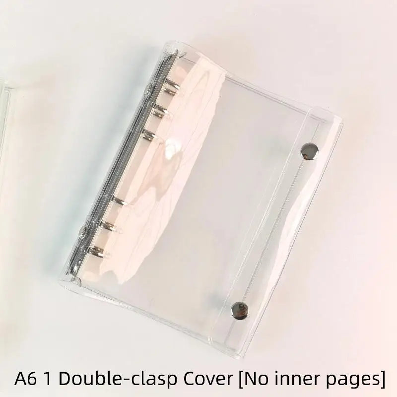 Clear PVC Ring Binder Waterproof Snap Closure Transparent File School Qme 1 A6