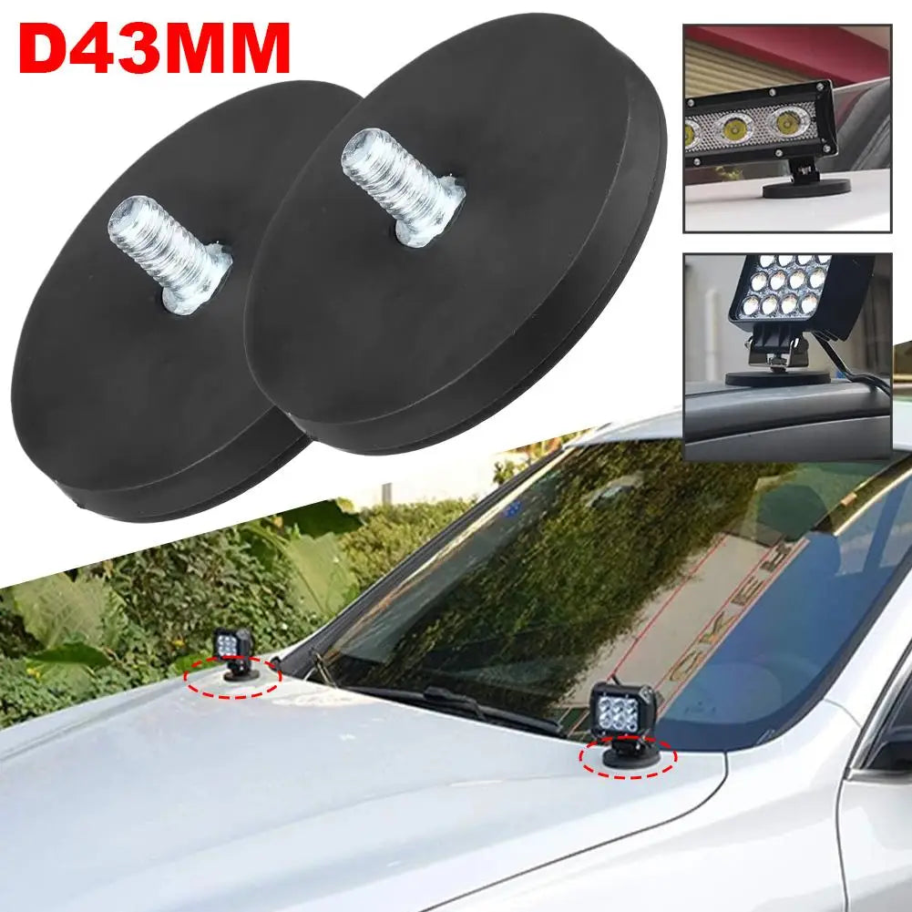 2pcs D43mm External Thread M6 Rubber Covered Magnet Magnetic Suction Cup Car Top Light Magnetic Seat Installation Bracket Clip Qme